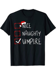 List Referee Santa T-Shirt 180G 100% Cotton Printed Round Neck Short-Sleeve T-Shirt, Gifts for Men Dad Husband Grandpa, S-XXXL, Black