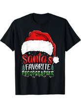 Santa's Favorite Photographer Funny Christmas Photographer T-Shirt 180G 100% Cotton Printed Round Neck Short-Sleeve T-Shirt, Gifts for Men Dad Husband Grandpa, S-XXXL, Black