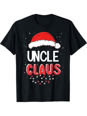 Uncle Santa Claus Christmas Matching Costume T-Shirt 180G 100% Cotton Printed Round Neck Short-Sleeve T-Shirt, Gifts for Men Dad Husband Grandpa, S-XXXL, Black