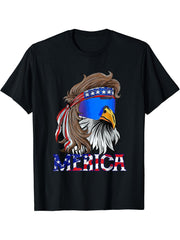 Bald Eagle T-Shirt 180G 100% Cotton Printed Round Neck Short-Sleeve T-Shirt, Gifts for Men Dad Husband Grandpa, S-XXXL, Black
