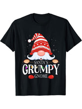 Santa's Grumpy Gnome Matching Christmas Pajama T-Shirt 180G 100% Cotton Printed Round Neck Short-Sleeve T-Shirt, Gifts for Men Dad Husband Grandpa, S-XXXL, Black