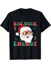 Big Nick Energy Funny Santa Claus Holiday Christmas T-Shirt 180G 100% Cotton Printed Round Neck Short-Sleeve T-Shirt, Gifts for Men Dad Husband Grandpa, S-XXXL, Black