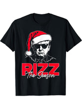 Trump Rizz The Season Funny Trump 2024 Xmas Pink Santa T-Shirt 180G 100% Cotton Printed Round Neck Short-Sleeve T-Shirt, Gifts for Men Dad Husband Grandpa, S-XXXL, Black