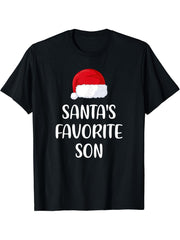 Christmas Funny Gift Xmas Pajama T-Shirt 180G 100% Cotton Printed Round Neck Short-Sleeve T-Shirt, Gifts for Men Dad Husband Grandpa, S-XXXL, Black