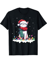 Holiday Xmas T-Shirt 180G 100% Cotton Printed Round Neck Short-Sleeve T-Shirt, Gifts for Men Dad Husband Grandpa, S-XXXL, Black
