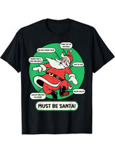 Jolly Must Be Santa Diagram T-Shirt 180G 100% Cotton Printed Round Neck Short-Sleeve T-Shirt, Gifts for Men Dad Husband Grandpa, S-XXXL, Black