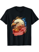 American Pride Bald Eagle USA Flag T-Shirt 180G 100% Cotton Printed Round Neck Short-Sleeve T-Shirt, Gifts for Men Dad Husband Grandpa, S-XXXL, Black