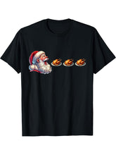 Christmas Video Game Santa Claus Eating Turkey Gamer T-Shirt 180G 100% Cotton Printed Round Neck Short-Sleeve T-Shirt, Gifts for Men Dad Husband Grandpa, S-XXXL, Black