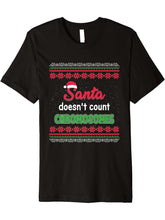 Santa Doesn't Count Chromosome Down Syndrome Ugly Christmas Premium T-Shirt 180G 100% Cotton Printed Round Neck Short-Sleeve T-Shirt, Gifts for Men Dad Husband Grandpa, S-XXXL, Black