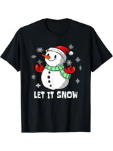 Snowman Christmas T shirt Girls Boys Boy Girl Santa Snow Gift Tee 180G 100% Cotton Printed Round Neck Short-Sleeve T-Shirt, Gifts for Men Dad Husband Grandpa, S-XXXL, Black