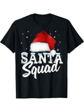 Team Christmas Santa Squad Family Matching Christmas Tree T-Shirt 180G 100% Cotton Printed Round Neck Short-Sleeve T-Shirt, Gifts for Men Dad Husband Grandpa, S-XXXL, Black