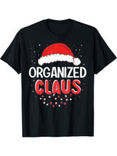Organized Santa Claus Christmas Matching Costume T-Shirt 180G 100% Cotton Printed Round Neck Short-Sleeve T-Shirt, Gifts for Men Dad Husband Grandpa, S-XXXL, Black