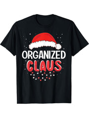 Organized Santa Claus Christmas Matching Costume T-Shirt 180G 100% Cotton Printed Round Neck Short-Sleeve T-Shirt, Gifts for Men Dad Husband Grandpa, S-XXXL, Black