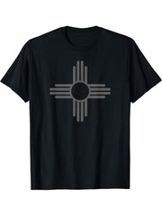 NEW MEXICO STATE FLAG ZIA SUN SYMBOL ALBUQUERQUE SANTA FE T-Shirt 180G 100% Cotton Printed Round Neck Short-Sleeve T-Shirt, Gifts for Men Dad Husband Grandpa, S-XXXL, Black