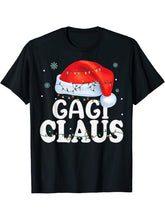 Gagi Claus Xmas Family Matching Funny Grandma Christmas T-Shirt 180G 100% Cotton Printed Round Neck Short-Sleeve T-Shirt, Gifts for Men Dad Husband Grandpa, S-XXXL, Black