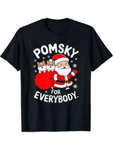 Pomsky For Everybody Funny Santa Christmas T-Shirt 180G 100% Cotton Printed Round Neck Short-Sleeve T-Shirt, Gifts for Men Dad Husband Grandpa, S-XXXL, Black