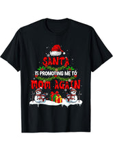 Santa Is Promoting Me To Mom Again Xmas Expecting New Baby T-Shirt 180G 100% Cotton Printed Round Neck Short-Sleeve T-Shirt, Gifts for Men Dad Husband Grandpa, S-XXXL, Black