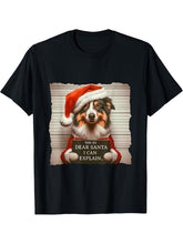 Australian Shepherd Dog Christmas Dear Santa I Can Explain T-Shirt 180G 100% Cotton Printed Round Neck Short-Sleeve T-Shirt, Gifts for Men Dad Husband Grandpa, S-XXXL, Black