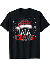 Lala Claus Xmas Santa Matching Family Christmas Pajamas T-Shirt 180G 100% Cotton Printed Round Neck Short-Sleeve T-Shirt, Gifts for Men Dad Husband Grandpa, S-XXXL, Black