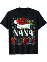 Nana Claus Santa Funny Christmas Pajama Matching Family T-Shirt 180G 100% Cotton Printed Round Neck Short-Sleeve T-Shirt, Gifts for Men Dad Husband Grandpa, S-XXXL, Black