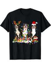Santa Greater Swiss Mountain Dog Reindeer Christmas Pajama T-Shirt 180G 100% Cotton Printed Round Neck Short-Sleeve T-Shirt, Gifts for Men Dad Husband Grandpa, S-XXXL, Black