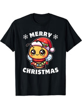 Santa Hat Christmas Fairy Lights Bee T-Shirt 180G 100% Cotton Printed Round Neck Short-Sleeve T-Shirt, Gifts for Men Dad Husband Grandpa, S-XXXL, Black