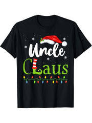 Uncle Claus Funny Family Christmas Gift Idea Santa T-Shirt 180G 100% Cotton Printed Round Neck Short-Sleeve T-Shirt, Gifts for Men Dad Husband Grandpa, S-XXXL, Black
