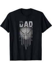 Dad Vintage USA Flag Bald Eagle Patriotic 4th of July T-Shirt 180G 100% Cotton Printed Round Neck Short-Sleeve T-Shirt, Gifts for Men Dad Husband Grandpa, S-XXXL, Black