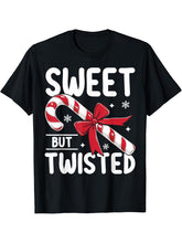 Sweet But Twisted Funny Christmas Candy Holiday Santa T-Shirt 180G 100% Cotton Printed Round Neck Short-Sleeve T-Shirt, Gifts for Men Dad Husband Grandpa, S-XXXL, Black