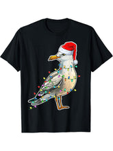 Seagull Wearing Santa Hat Xmas - Seagull Lover Christmas T-Shirt 180G 100% Cotton Printed Round Neck Short-Sleeve T-Shirt, Gifts for Men Dad Husband Grandpa, S-XXXL, Black