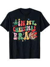 Merry Christmas Santa Xmas Family In My Christmas Era Disco T-Shirt 180G 100% Cotton Printed Round Neck Short-Sleeve T-Shirt, Gifts for Men Dad Husband Grandpa, S-XXXL, Black