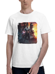 Captain America Brave New World Shielding Tomorrow 180G 100% Cotton Printed Round Neck Short-Sleeve T-Shirt, Gifts for Men Dad Husband Grandpa, S-XXXL, White