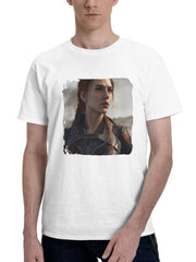 Black Widow Scarlett Johansson 180G 100% Cotton Printed Round Neck Short-Sleeve T-Shirt, Gifts for Men Dad Husband Grandpa, S-XXXL, White