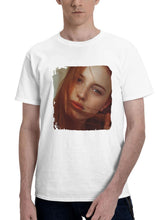 Blonde Girl Head Over Face 180G 100% Cotton Printed Round Neck Short-Sleeve T-Shirt, Gifts for Men Dad Husband Grandpa, S-XXXL, White