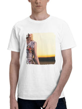 Blonde Girl In Fields 180G 100% Cotton Printed Round Neck Short-Sleeve T-Shirt, Gifts for Men Dad Husband Grandpa, S-XXXL, White