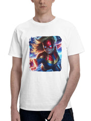 Captain Marvel Believe 180G 100% Cotton Printed Round Neck Short-Sleeve T-Shirt, Gifts for Men Dad Husband Grandpa, S-XXXL, White