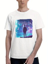 Capturing Moving Life Under Neon Lights 180G 100% Cotton Printed Round Neck Short-Sleeve T-Shirt, Gifts for Men Dad Husband Grandpa, S-XXXL, White