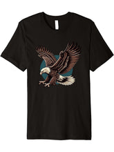 American Bald Eagle Swooping Photo Portrait Bird Photograph Premium T-Shirt 180G 100% Cotton Printed Round Neck Short-Sleeve T-Shirt, Gifts for Men Dad Husband Grandpa, S-XXXL, Black