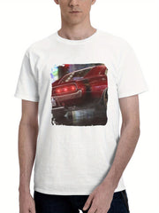 Car Ride At Night 180G 100% Cotton Printed Round Neck Short-Sleeve T-Shirt, Gifts for Men Dad Husband Grandpa, S-XXXL, White