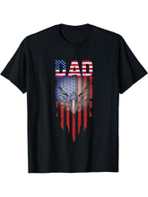 Dad Vintage USA Flag Bald Eagle Patriotic 4th of July T-Shirt 180G 100% Cotton Printed Round Neck Short-Sleeve T-Shirt, Gifts for Men Dad Husband Grandpa, S-XXXL, Black