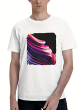 Colorful Moving Objects 180G 100% Cotton Printed Round Neck Short-Sleeve T-Shirt, Gifts for Men Dad Husband Grandpa, S-XXXL, White