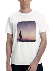 Cosmos 180G 100% Cotton Printed Round Neck Short-Sleeve T-Shirt, Gifts for Men Dad Husband Grandpa, S-XXXL, White