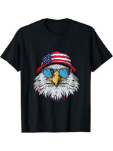 4th Of July Bald Eagle Fourth Of July USA American Flag T-Shirt 180G 100% Cotton Printed Round Neck Short-Sleeve T-Shirt, Gifts for Men Dad Husband Grandpa, S-XXXL, Black