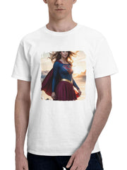 A New Twist Supergirl 180G 100% Cotton Printed Round Neck Short-Sleeve T-Shirt, Gifts for Men Dad Husband Grandpa, S-XXXL, White