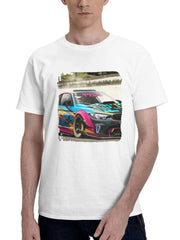 Bmw And The Drifting Saga 180G 100% Cotton Printed Round Neck Short-Sleeve T-Shirt, Gifts for Men Dad Husband Grandpa, S-XXXL, White