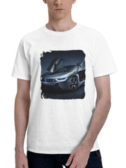 Bmw I8 2023 180G 100% Cotton Printed Round Neck Short-Sleeve T-Shirt, Gifts for Men Dad Husband Grandpa, S-XXXL, White