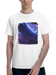 A Space View Of Tomorrow 180G 100% Cotton Printed Round Neck Short-Sleeve T-Shirt, Gifts for Men Dad Husband Grandpa, S-XXXL, White