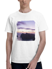 A View Of A Body Of Water 180G 100% Cotton Printed Round Neck Short-Sleeve T-Shirt, Gifts for Men Dad Husband Grandpa, S-XXXL, White