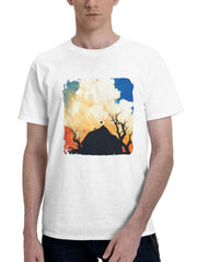 Abandoned Cottage 180G 100% Cotton Printed Round Neck Short-Sleeve T-Shirt, Gifts for Men Dad Husband Grandpa, S-XXXL, White