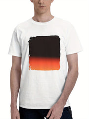 Abstract 3d Orange Gradient 180G 100% Cotton Printed Round Neck Short-Sleeve T-Shirt, Gifts for Men Dad Husband Grandpa, S-XXXL, White